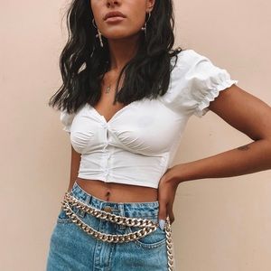 Princess Polly Abe Crop Top White